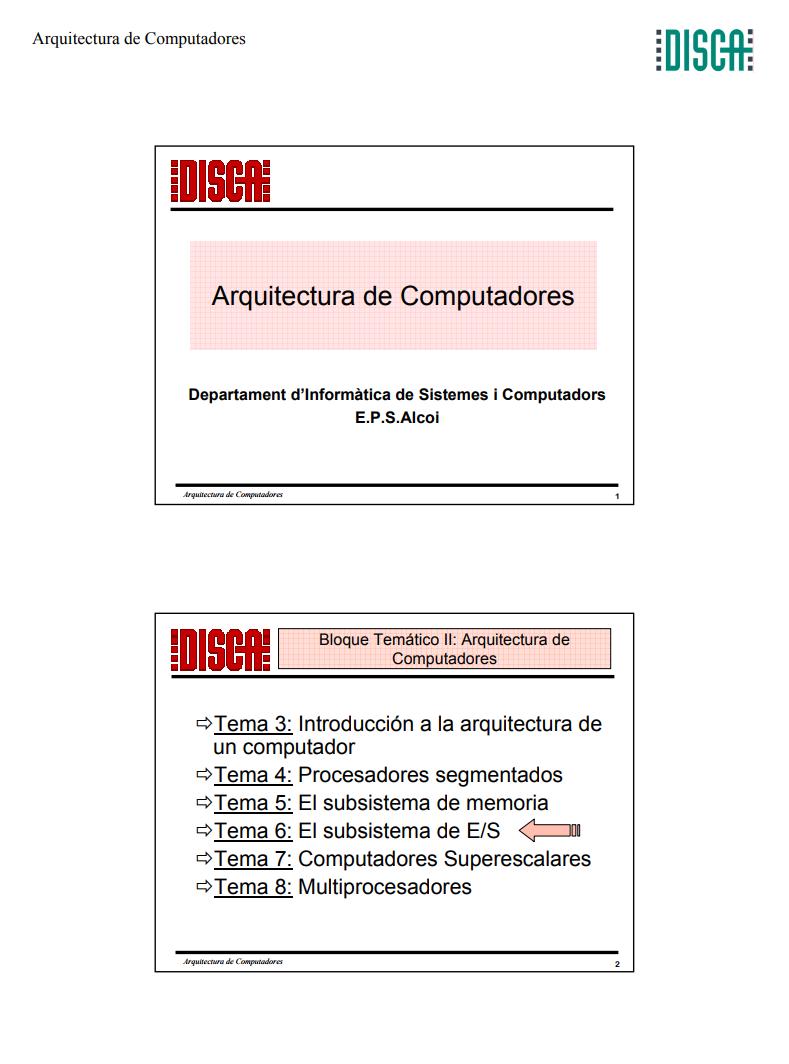 Imágen de pdf El subsistema de E/S - Arquitectura de Computadores